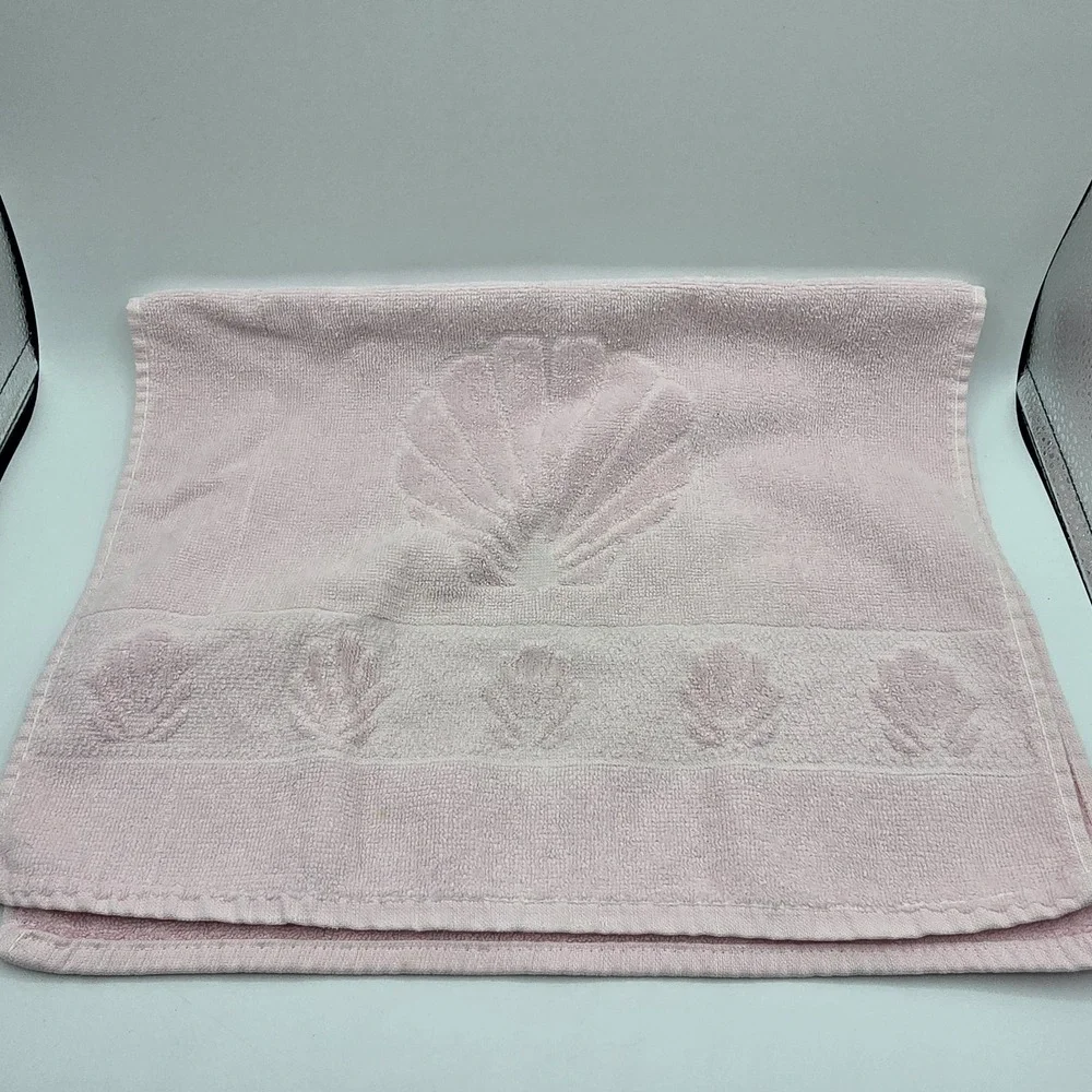 VTG Cannon Large Hand Towel Sea Shell‎ Pink Cotton